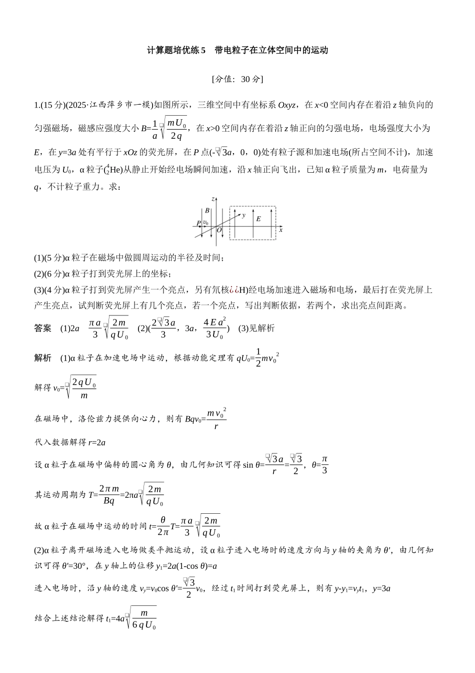 专题三计算题培优练5带电粒子在立体空间中的运动.docx_第1页