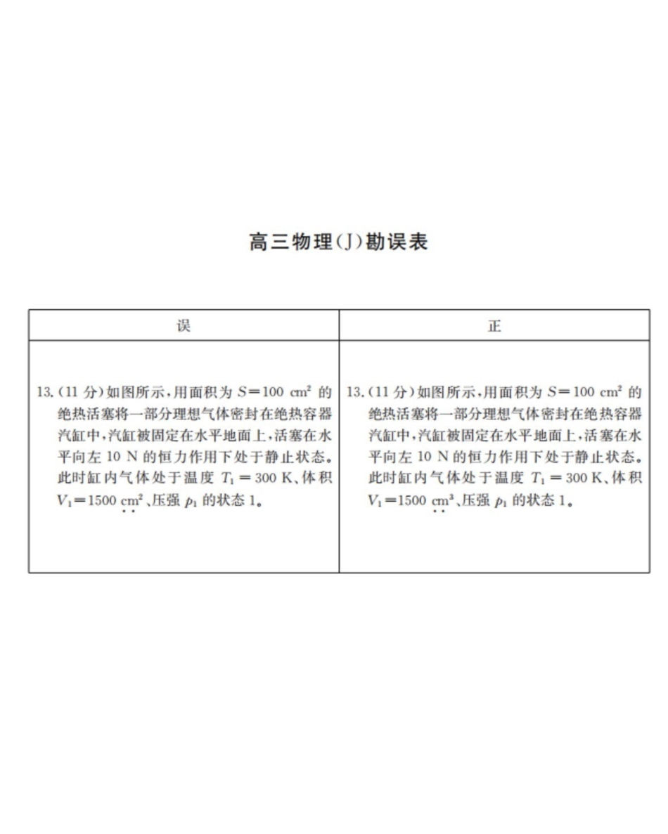湖南九校联盟2026届高三第二次联考（暨怀化市一模）物理勘误.pdf_第1页