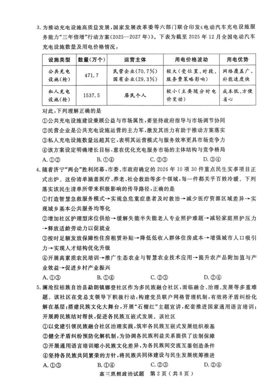 济宁市2026届高三年级一模考试政治.pdf_第2页