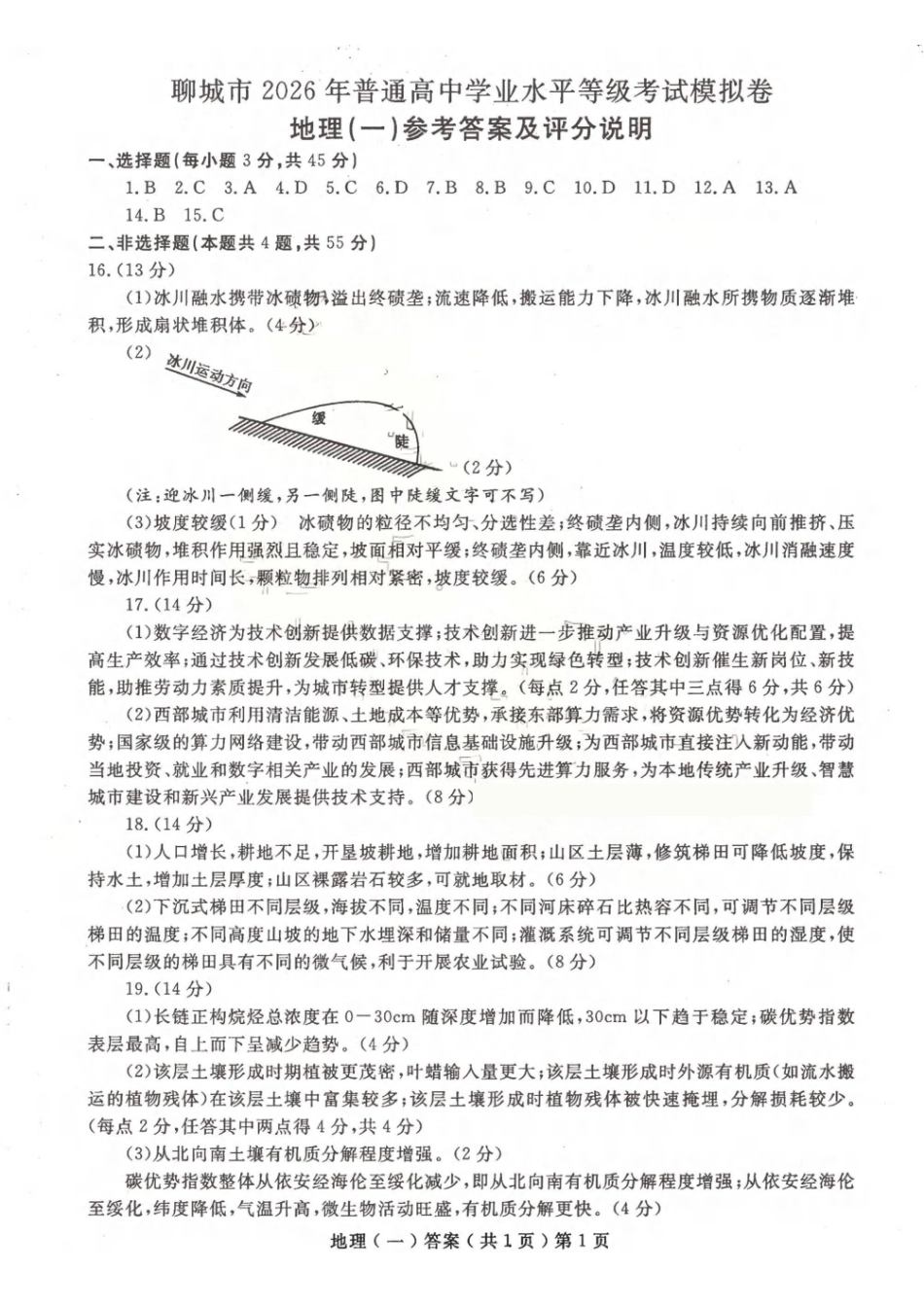 聊城市2026年普通高中学业水平等级考试模拟卷地理答案.pdf_第1页
