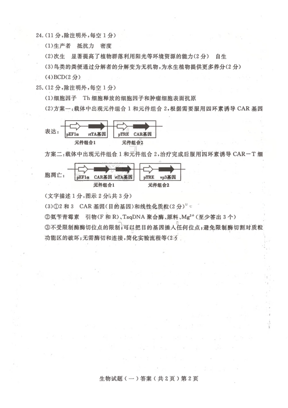 聊城市2026年普通高中学业水平等级考试模拟卷生物答案.pdf_第2页