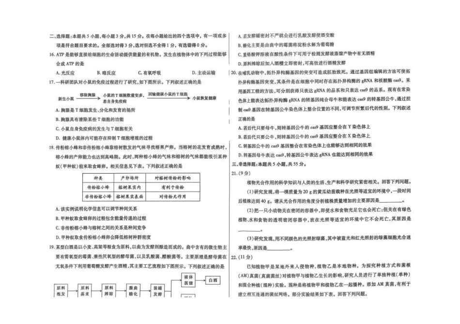 内蒙古包头市2026年高三第一次模拟考试生物.pdf_第3页