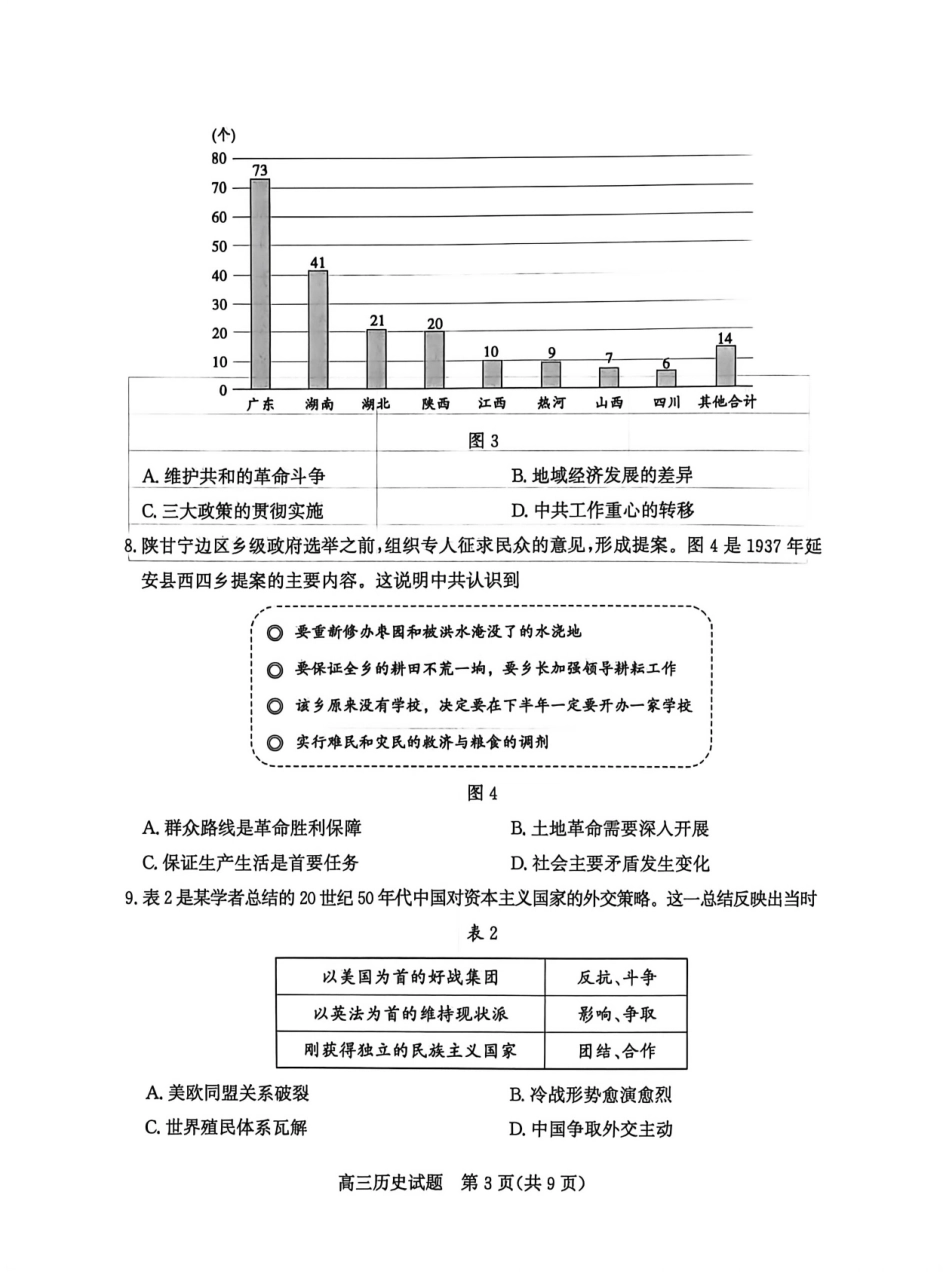 山东宾州市2026届高三年级一模考试历史.pdf_第3页