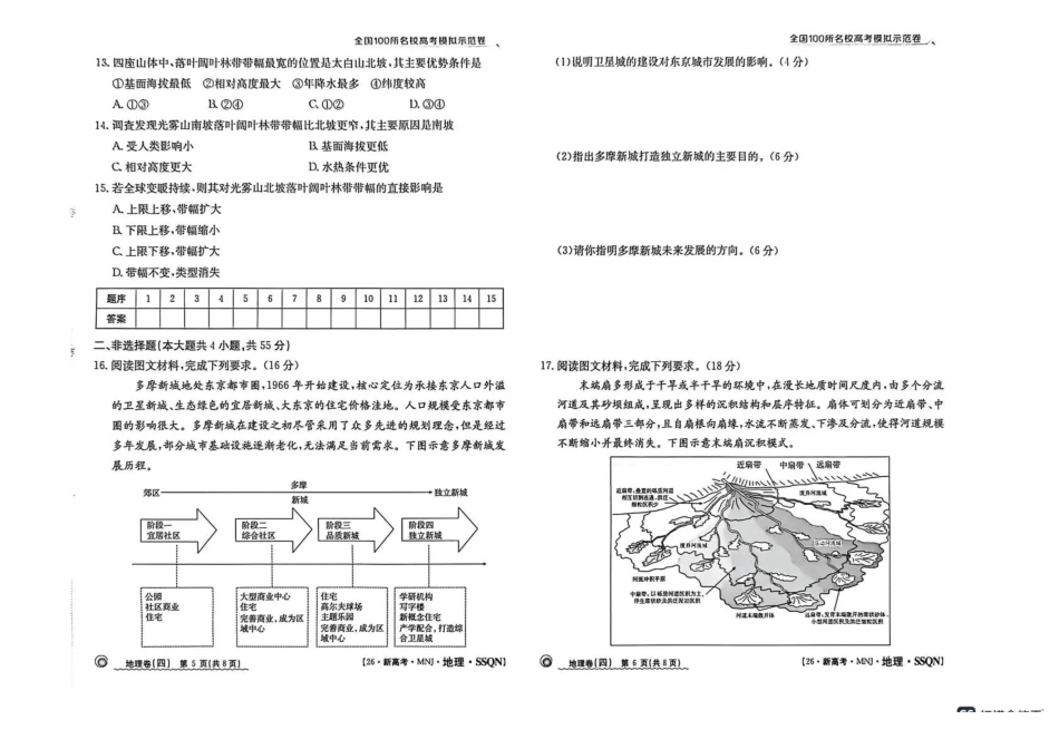 陕西2026年普通高中学业水平选择性考试(四)地理+答案.pdf_第3页