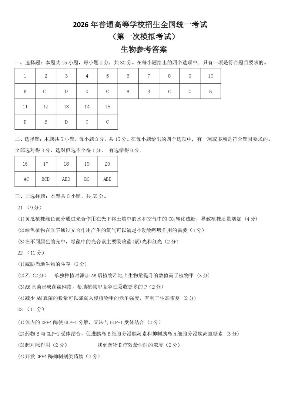 生物内蒙古包头市2026年普通高等学校招生全国统一考试(高三第一次模拟考试)(包头一模)(3.11-3.13).pdf_第1页