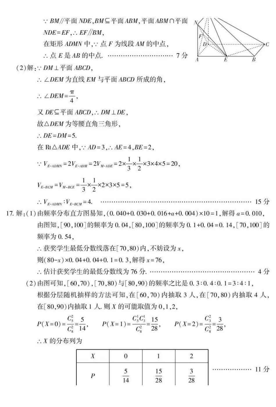 新疆2026年普通高考三月适应性检测数学答案.pdf_第2页