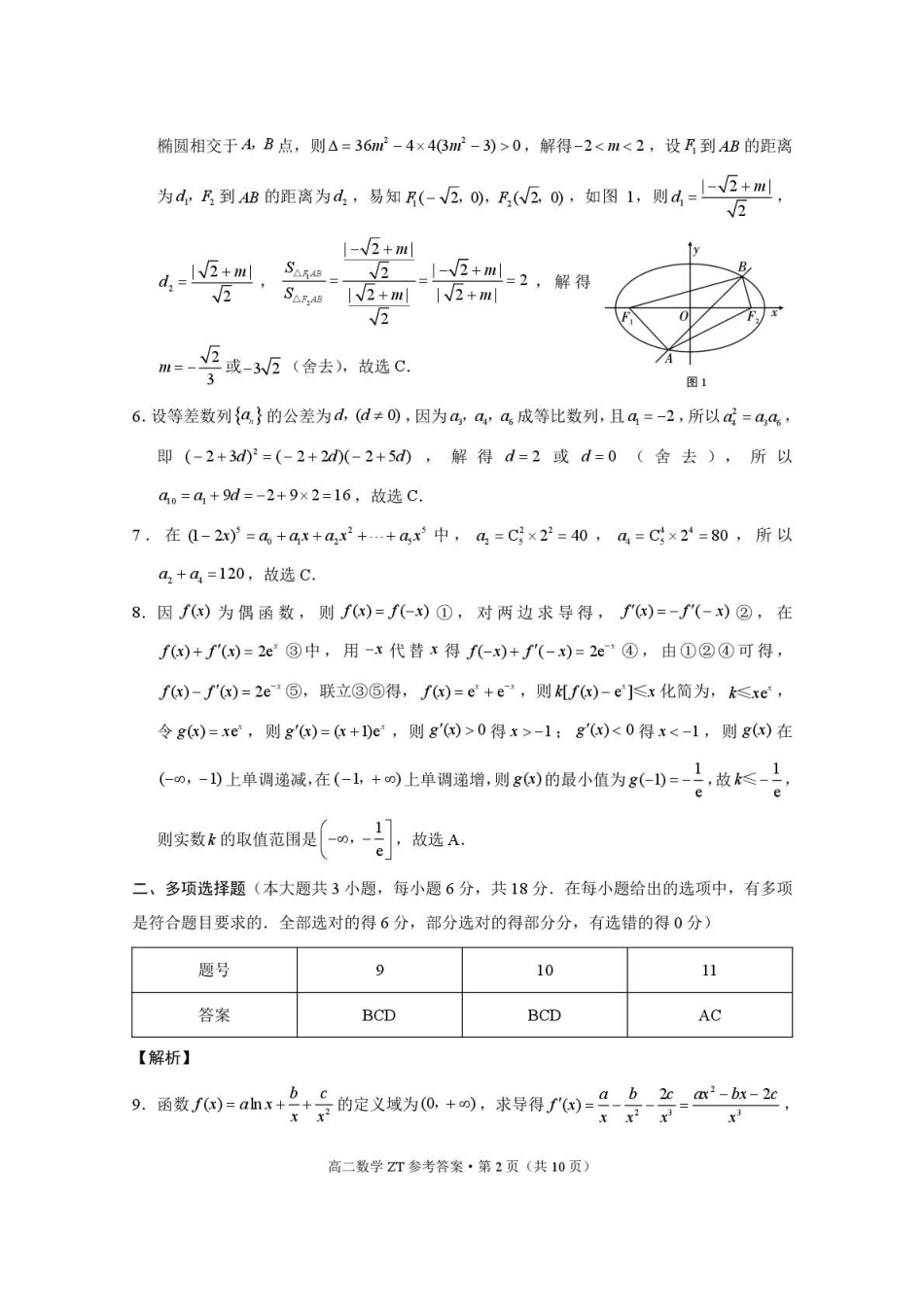 昭通市第一中学2026年春季学期高二年级开学考试数学-答案.pdf_第2页
