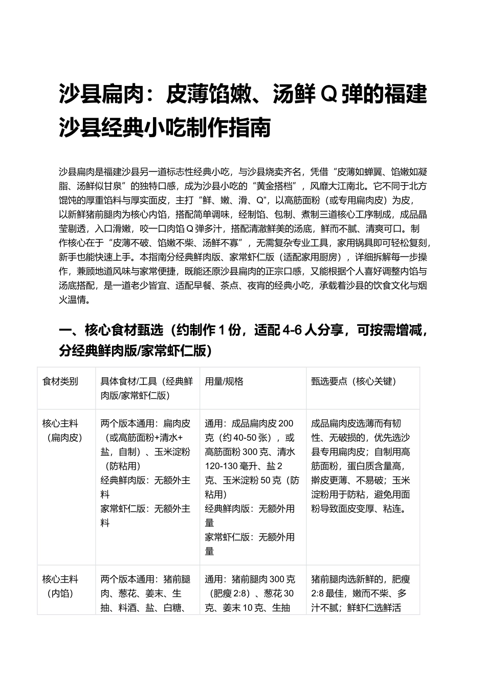 沙县扁肉：皮薄馅嫩、汤鲜Q弹的福建沙县经典小吃制作指南.docx_第1页