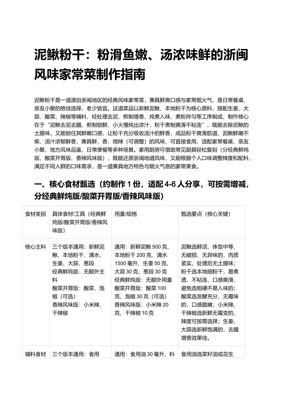 泥鳅粉干：粉滑鱼嫩、汤浓味鲜的浙闽风味家常菜制作指南.docx_第1页