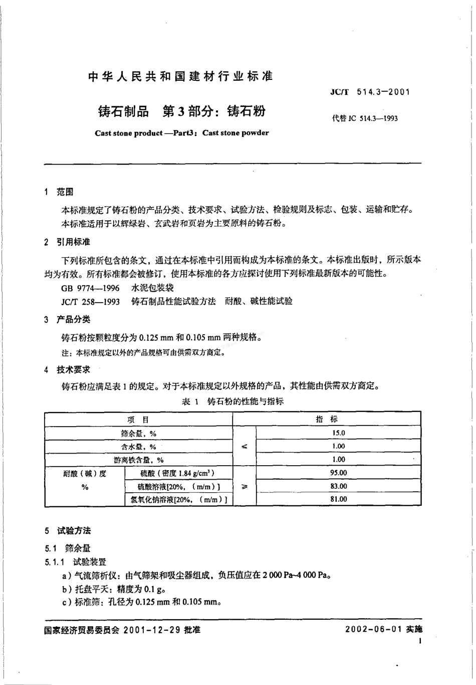 JCT 514.3-2001 铸石制品 第3部分铸石粉.pdf_第3页