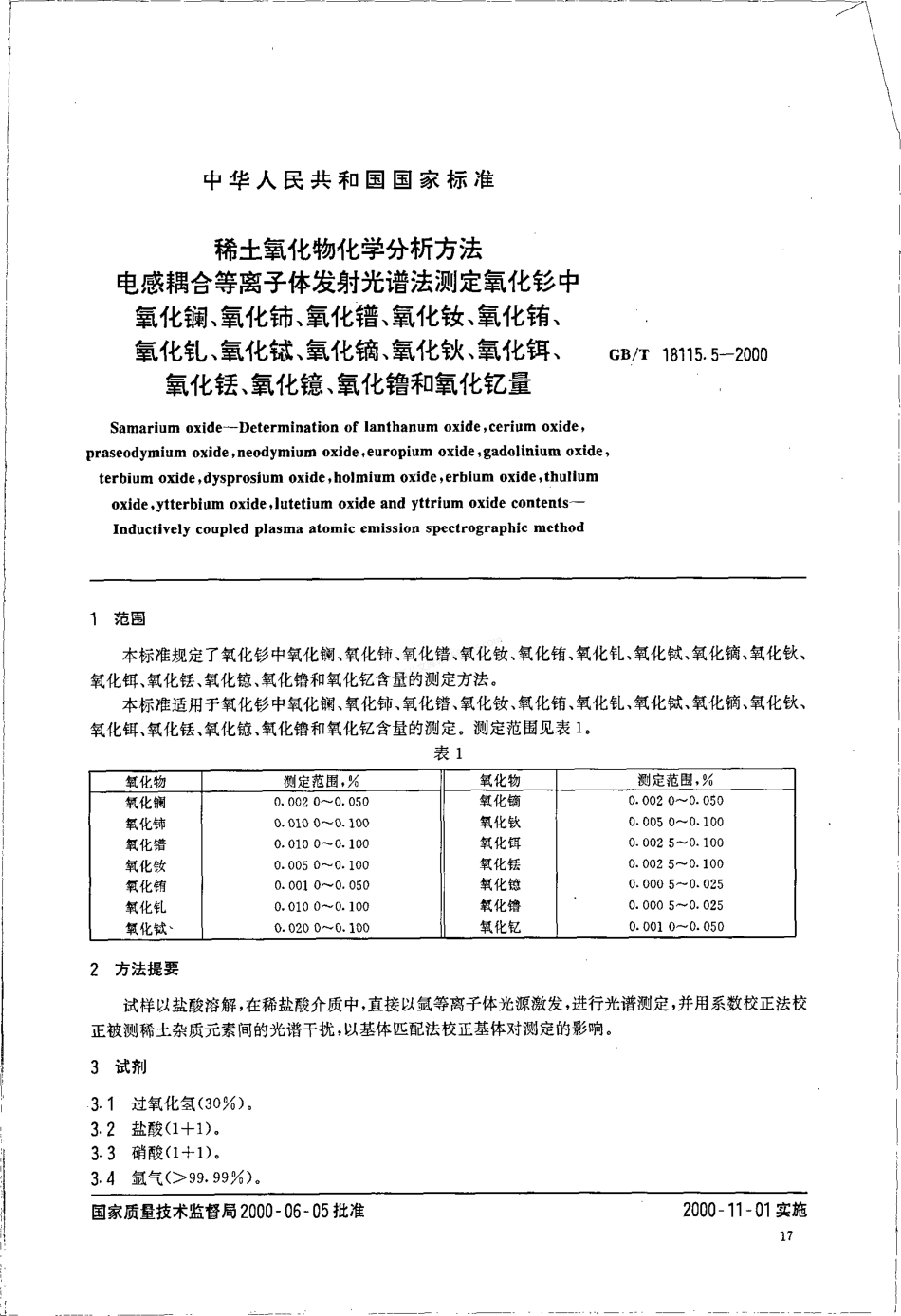 GBT 18115.5-2000 稀土氧化物化学分析方法.pdf_第1页