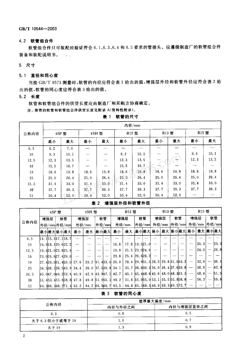 GBT 10544-2003 钢丝缠绕增强外覆橡胶的液压橡胶软管和软管组合件.pdf_第3页
