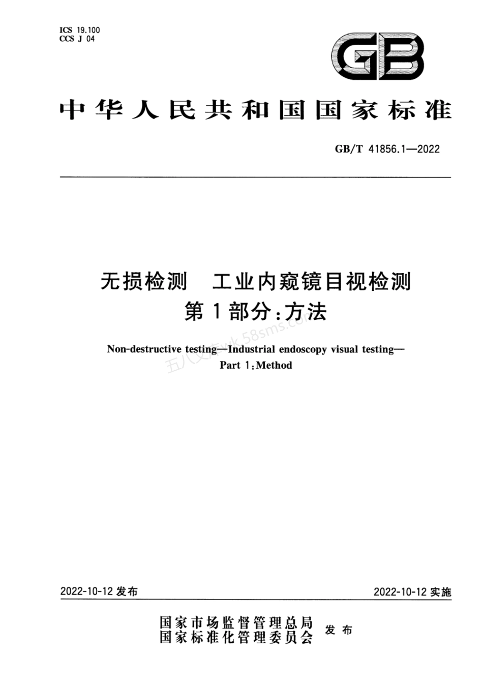 GBT 41856.1-2022 无损检测 工业内窥镜目视检测 第1部分：方法.pdf_第1页