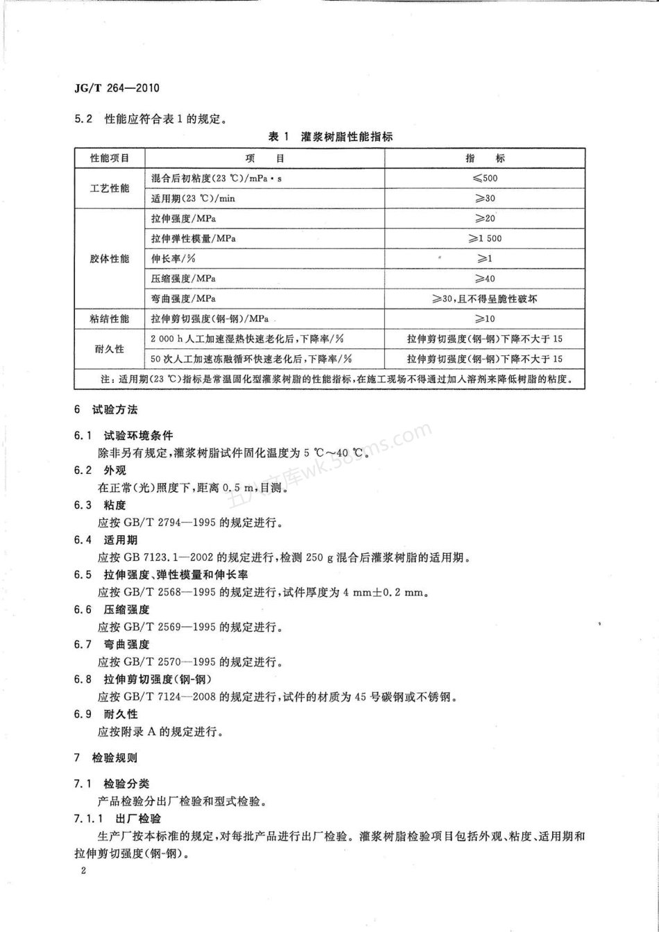 JGT 264-2010 混凝土裂缝修复灌浆树脂.pdf_第3页