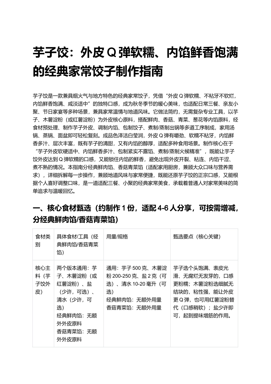 芋子饺：外皮Q弹软糯、内馅鲜香饱满的经典家常饺子制作指南.docx_第1页