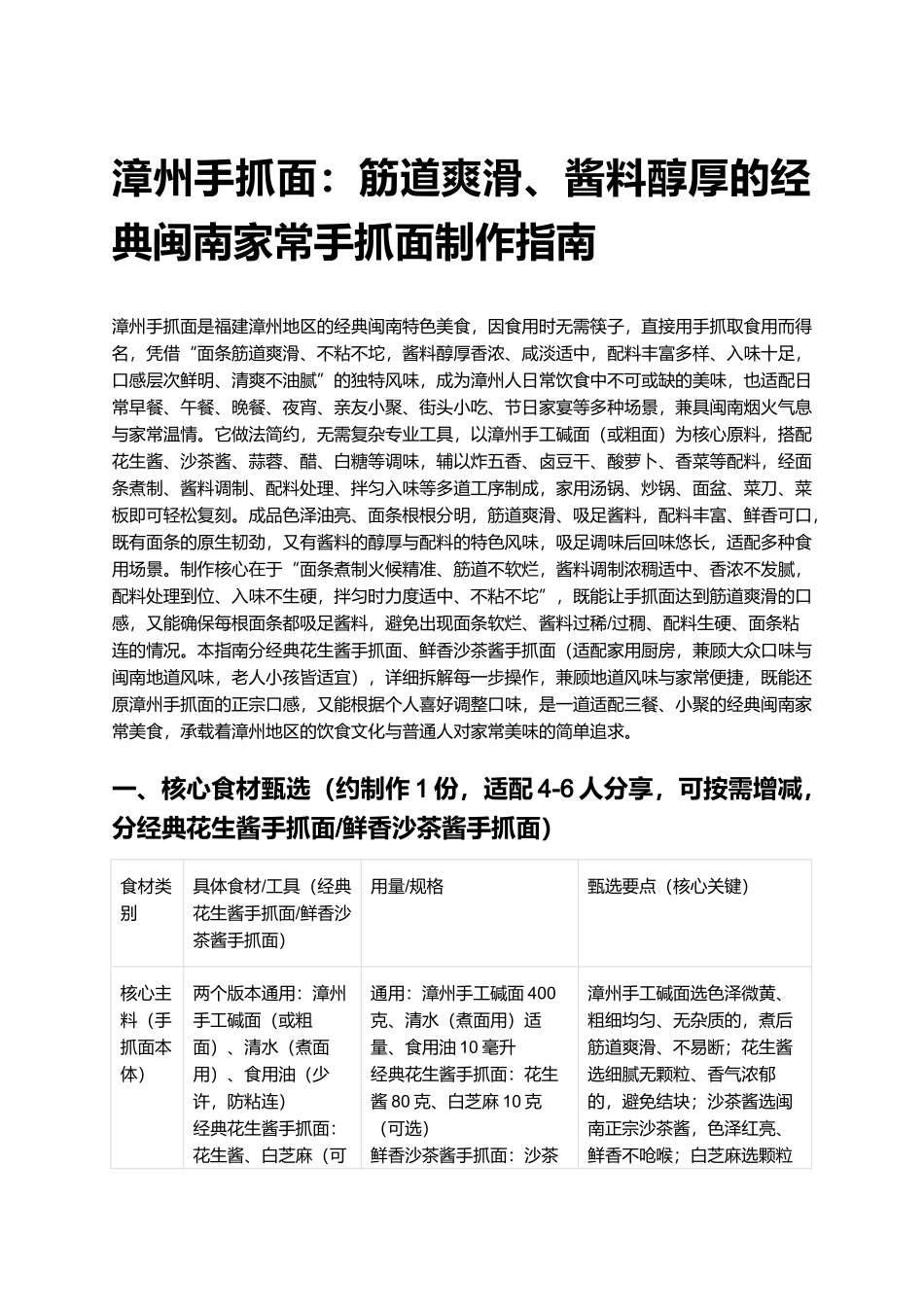 漳州手抓面：筋道爽滑、酱料醇厚的经典闽南家常手抓面制作指南.docx_第1页