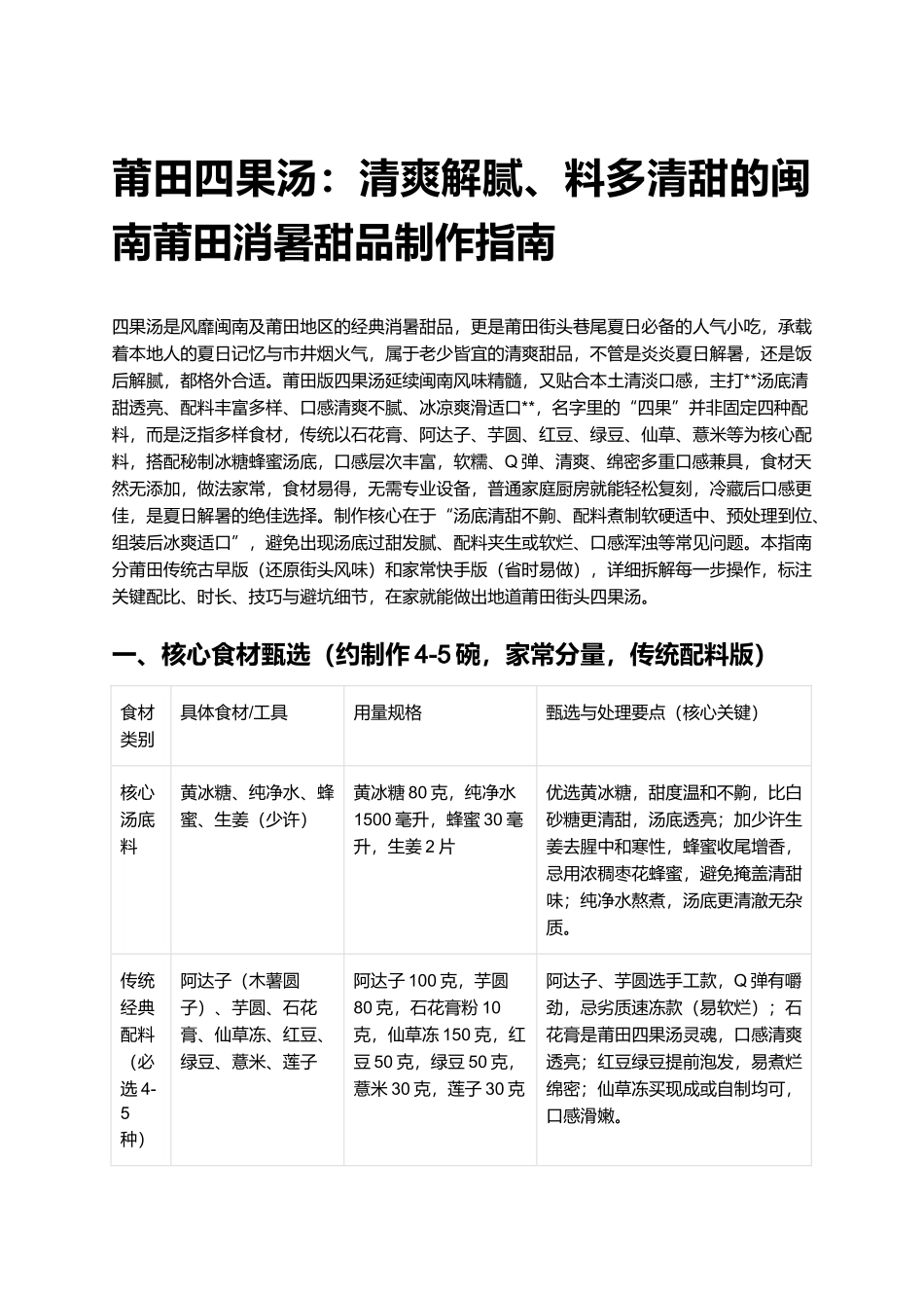 莆田四果汤：清爽解腻、料多清甜的闽南莆田消暑甜品制作指南.docx_第1页