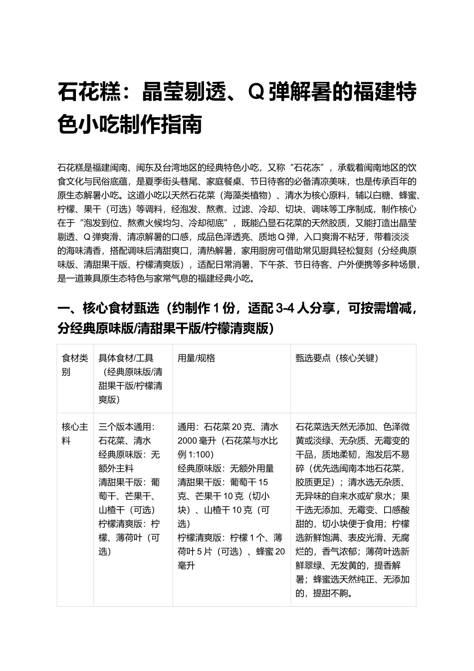 石花糕：晶莹剔透、Q弹解暑的福建特色小吃制作指南.docx_第1页