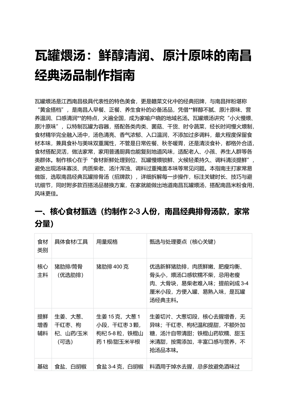 瓦罐煨汤：鲜醇清润、原汁原味的南昌经典汤品制作指南.docx_第1页