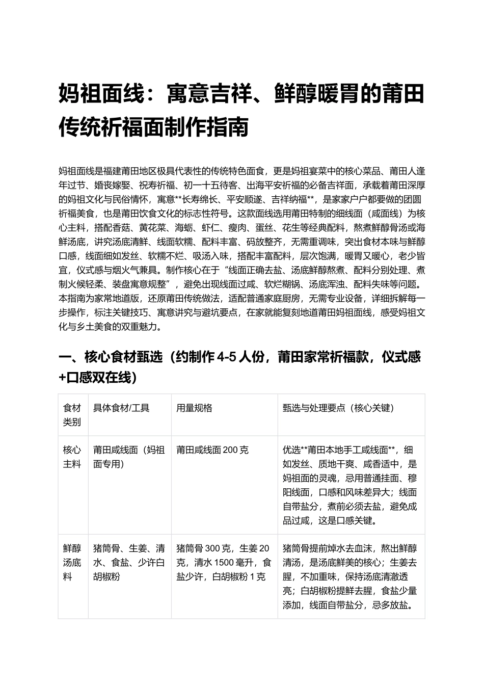 妈祖面线：寓意吉祥、鲜醇暖胃的莆田传统祈福面制作指南.docx_第1页