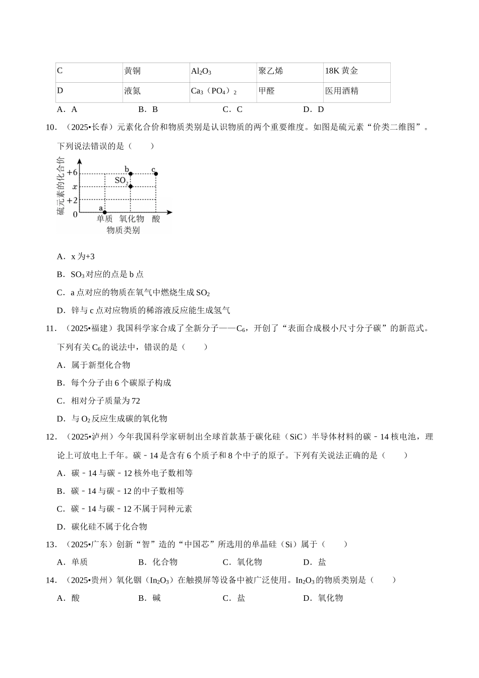 【07化学物质的多样性】2026年中考化学常考考点专题之化学物质的多样性.docx_第2页
