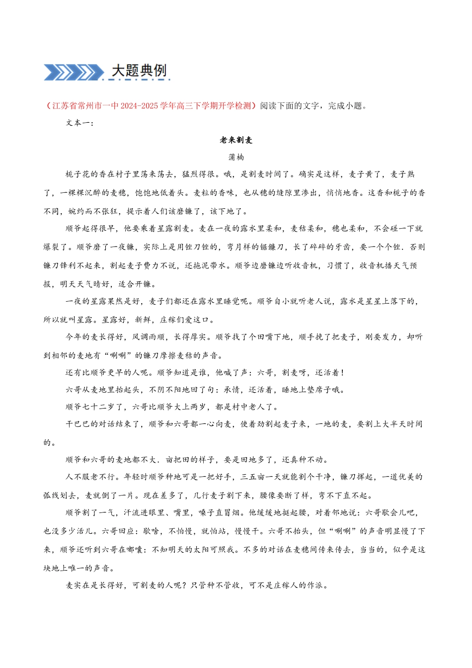 【大题精做】冲刺2025年高考语文大题突破-大题04  文学类文本群阅读（原卷版）.docx_第3页