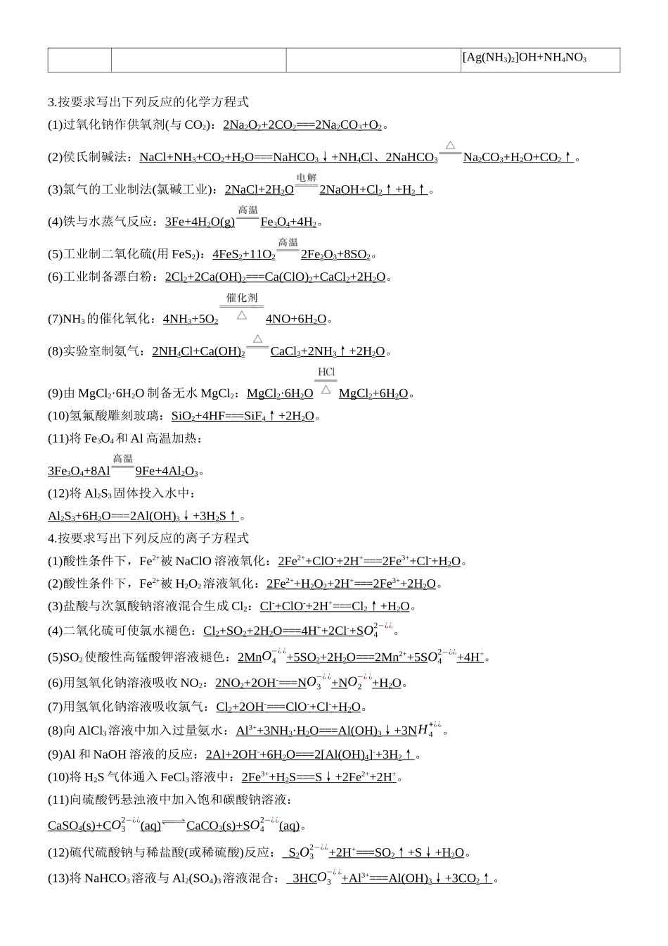 2026版化学步步高大二轮专题复习-专题三 微点突破2 常考无机物的转化和化学方程式.docx_第2页