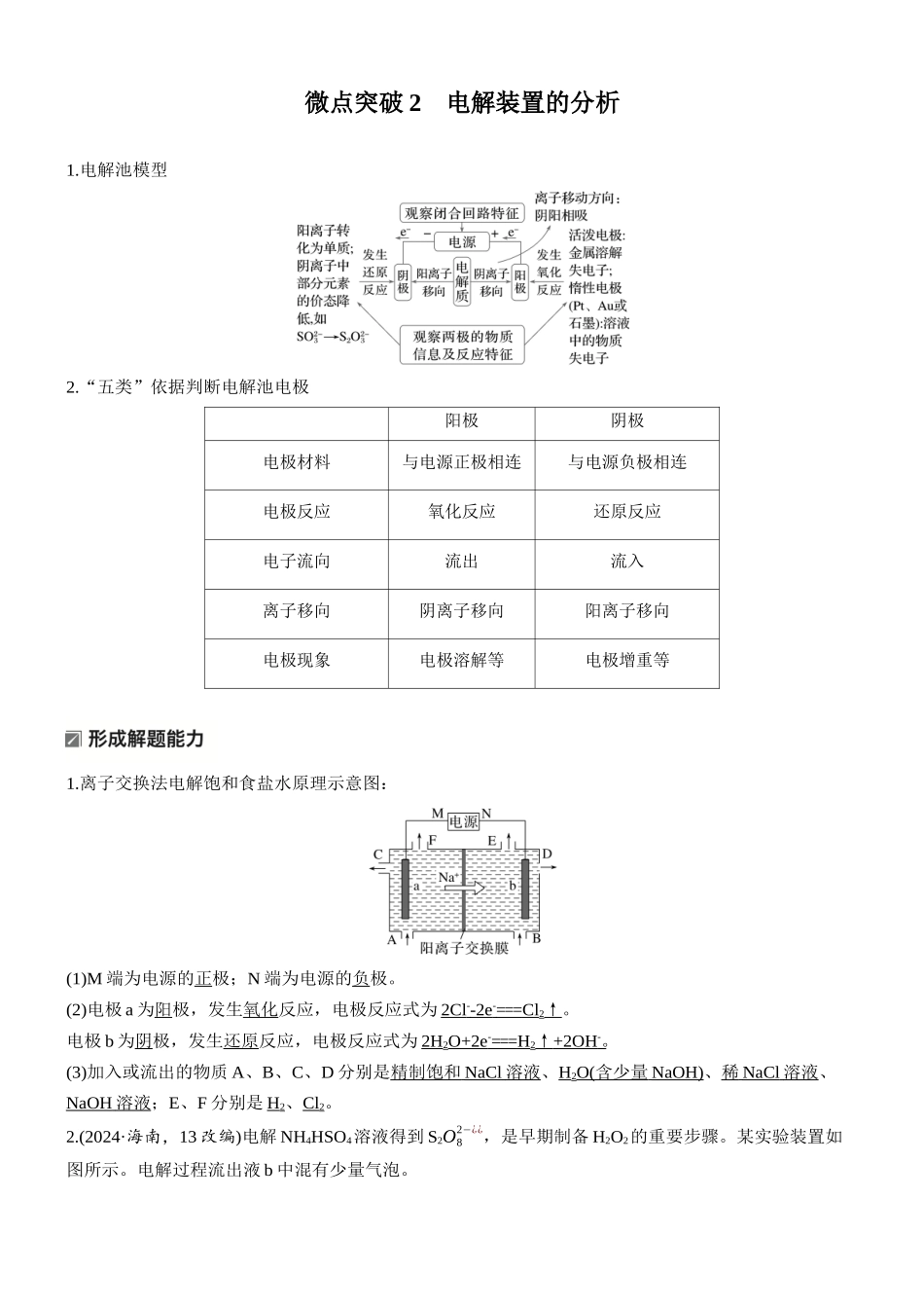2026版化学步步高大二轮专题复习-专题四 微点突破2 电解装置的分析.docx_第1页