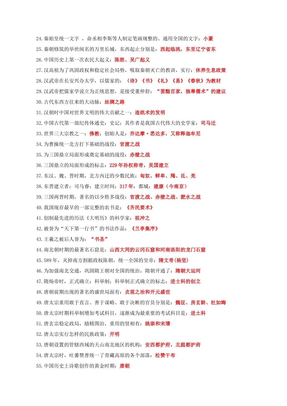 2026年中考历史一轮复习核心知识清单（回老师） .docx_第2页