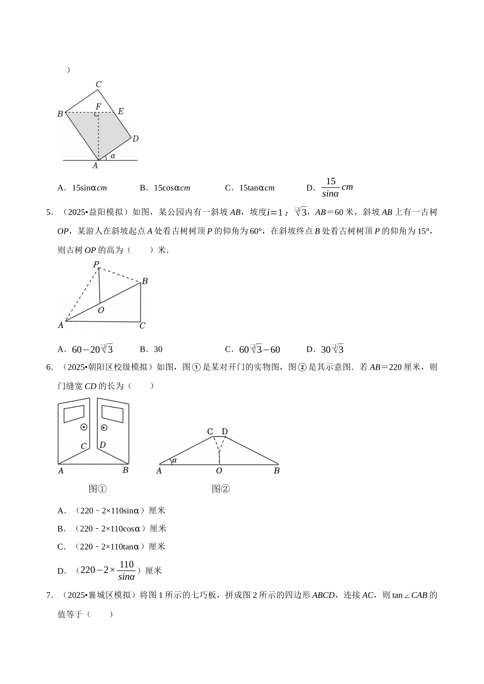2026年中考数学常考考点专题之锐角三角函数.docx_第2页