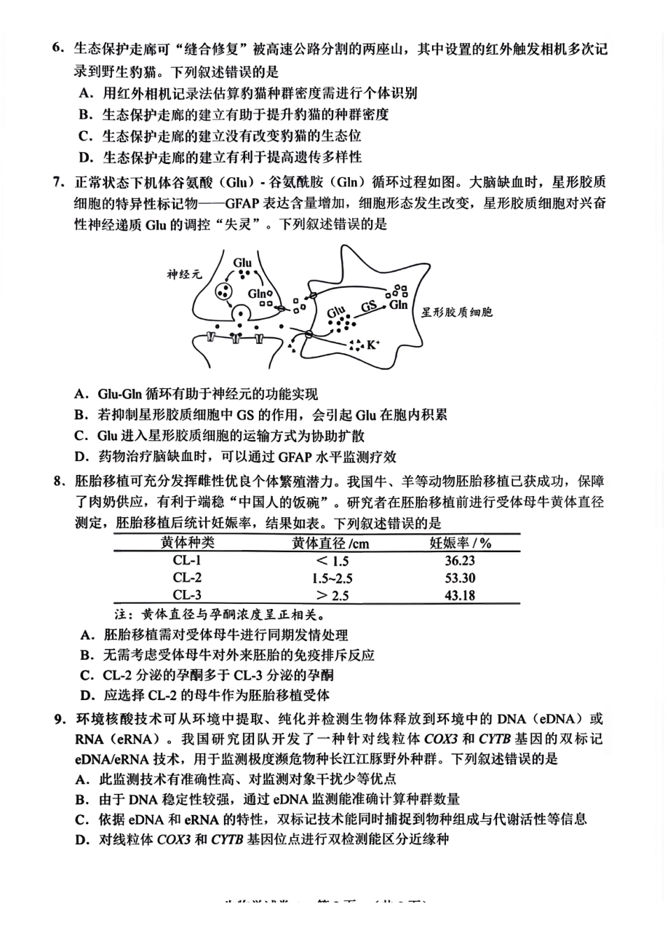 2026年广州市普通高中毕业班综合测试（一）生物.pdf_第2页