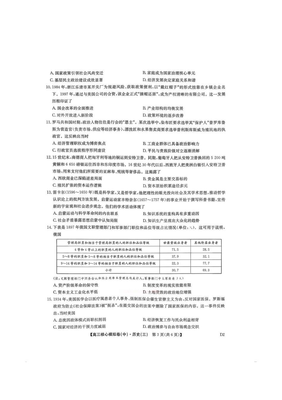 历史(下标D2)+答案【九师联盟卷】九师联盟2026届高三年级3月核心模拟卷（中）三(3.20-3.21).pdf_第3页
