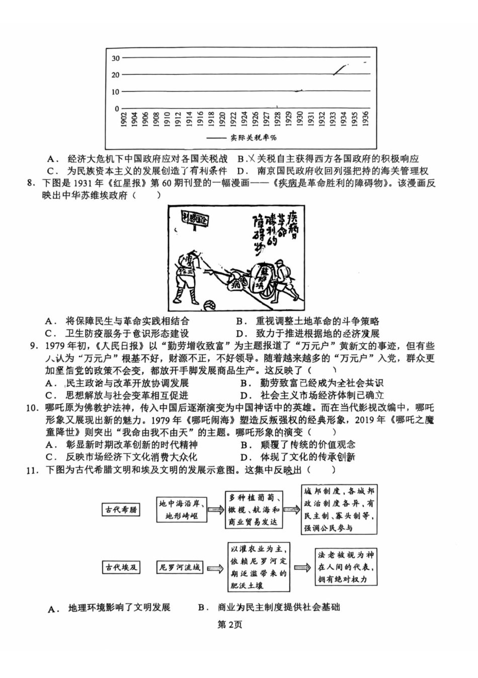 历史+答案【广西名校】广西壮族自治区玉林一中2026年高二年级3月阶段性检测一(3.19-3.20).pdf_第2页