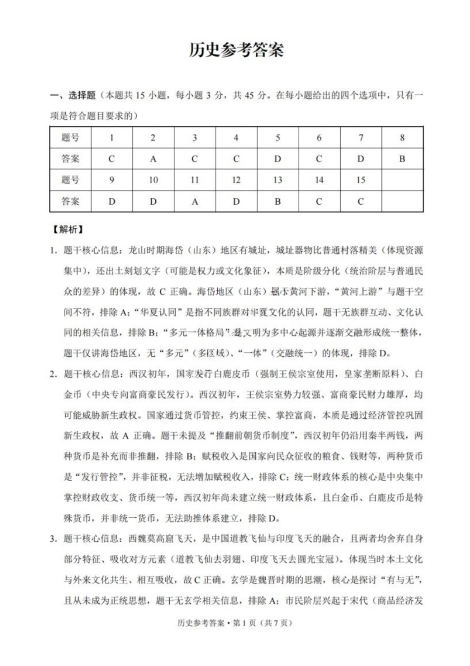 历史重庆市巴蜀中学校2026届高三下学期3月高考适应性月考（七）(3.20-3.21)(1).pdf_第1页