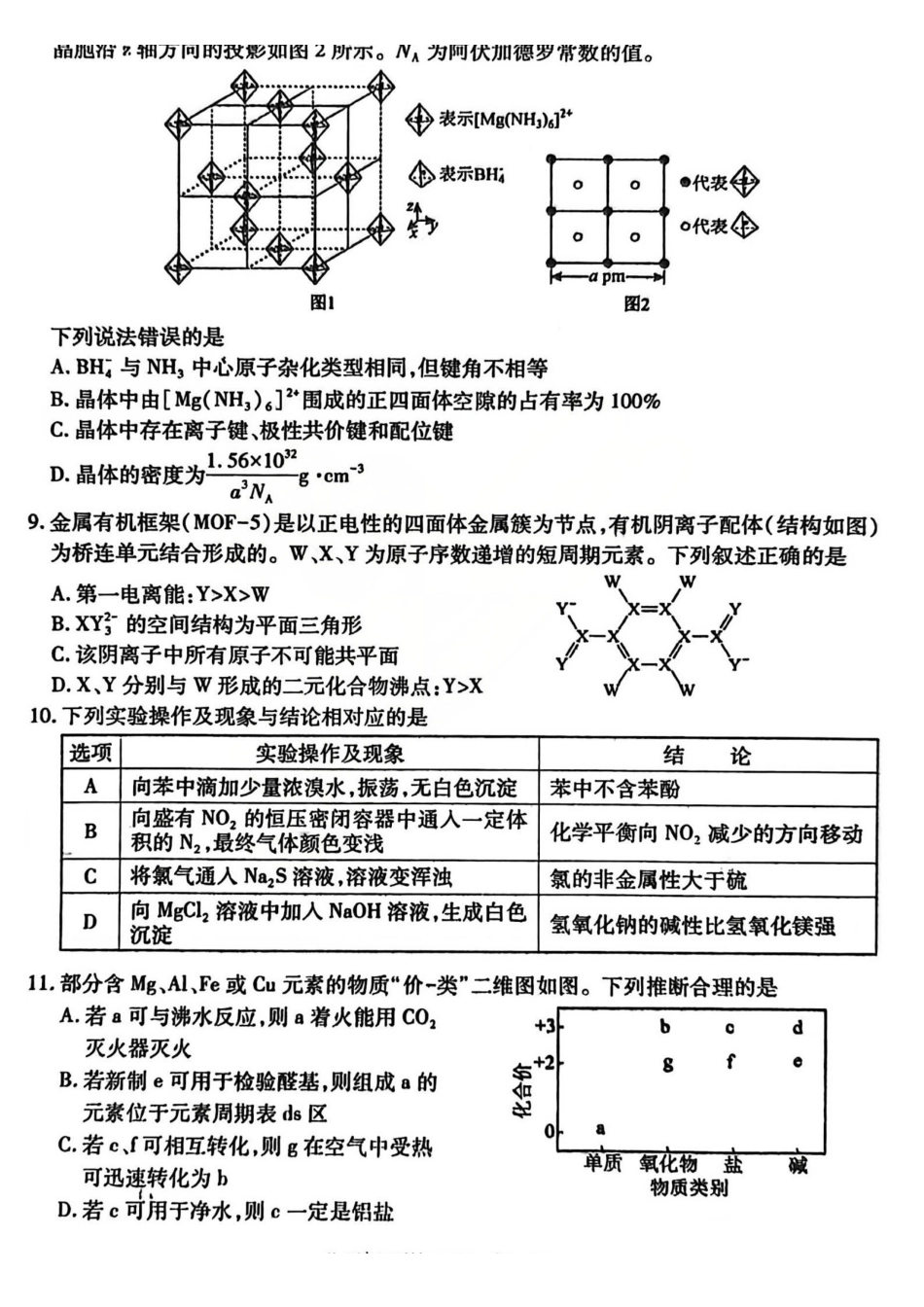 临汾市2026年高三年级质量监控第一次模拟测试化学.pdf_第3页