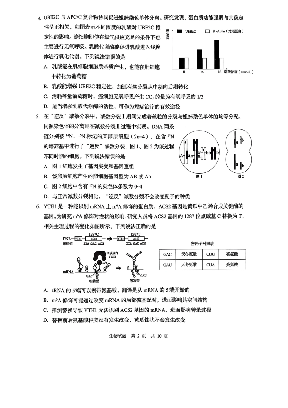 青岛市2026年高三年级第一次适应性检测生物.pdf_第2页