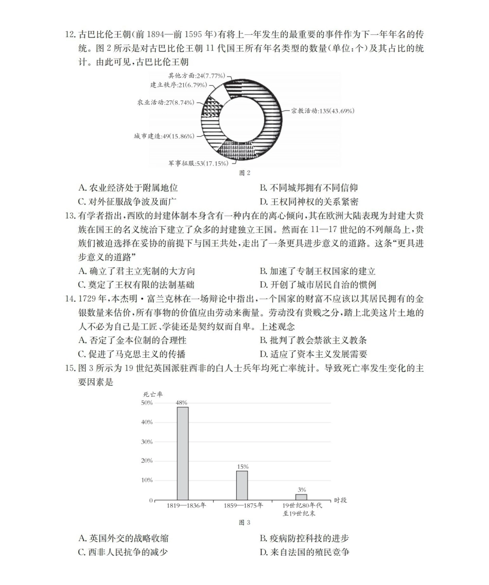 陕西2026届高三下学期3月联考（26-287C）历史.pdf_第3页