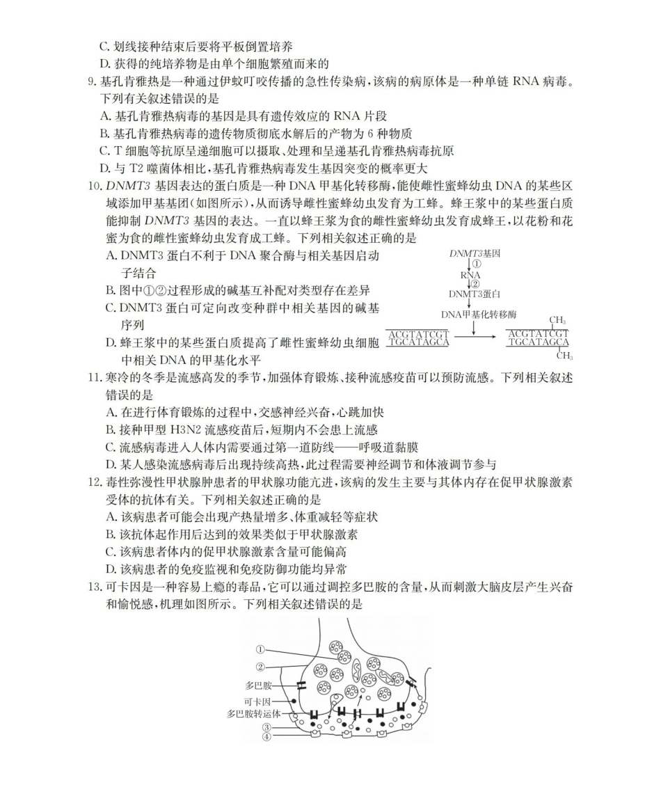 陕西2026届高三下学期3月联考（26-287C）生物.pdf_第3页