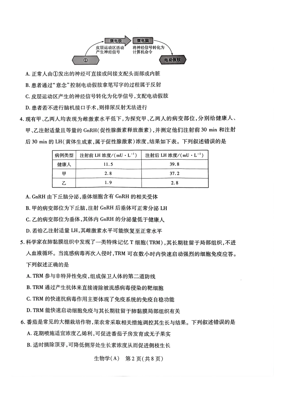 生物(A卷)河南T-Y大联考2026年高二年级下学期3月大联考（3.24-3.25）.pdf_第2页