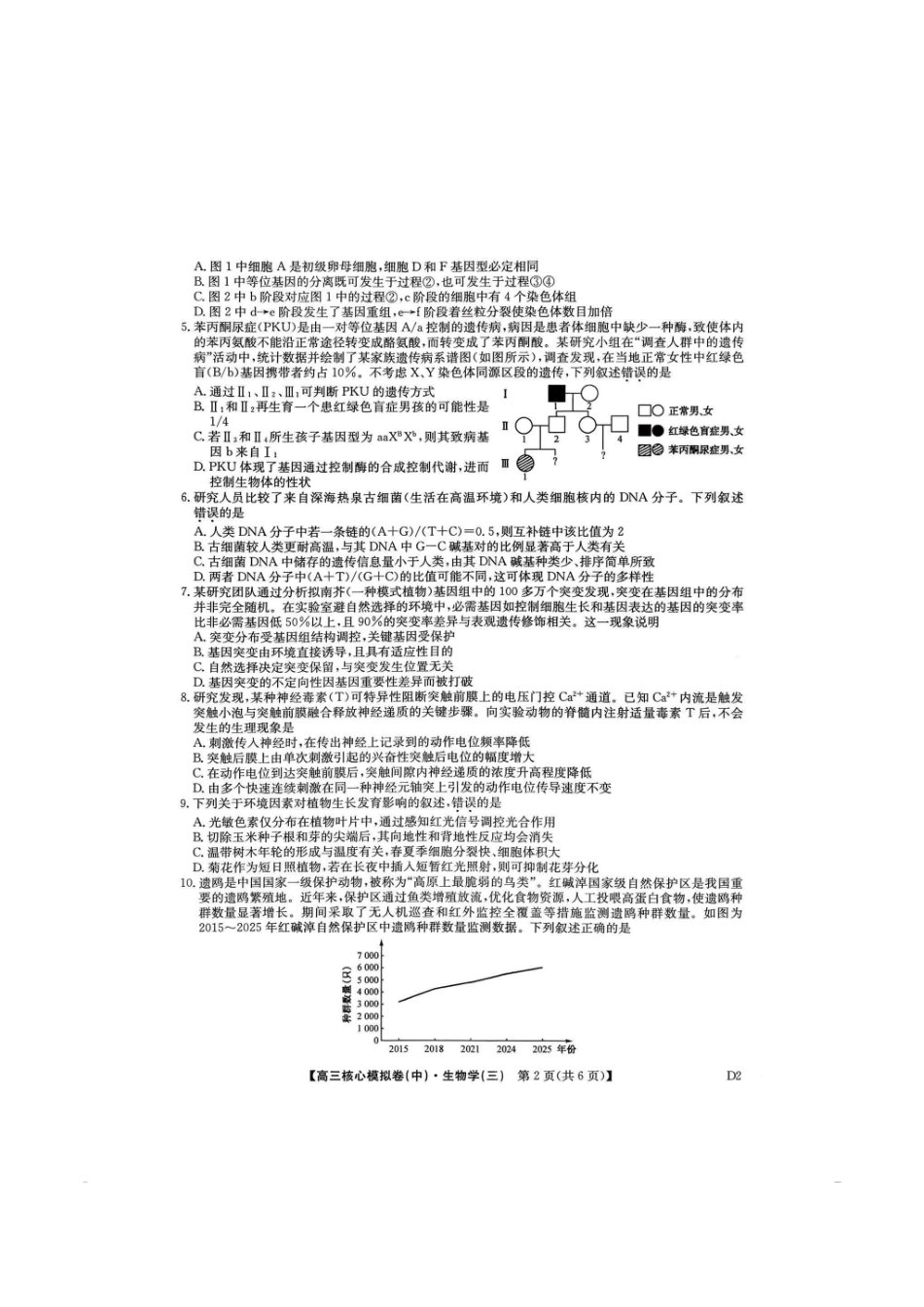 生物(下标D2)+答案【九师联盟卷】九师联盟2026届高三年级3月核心模拟卷（中）三(3.20-3.21).pdf_第2页