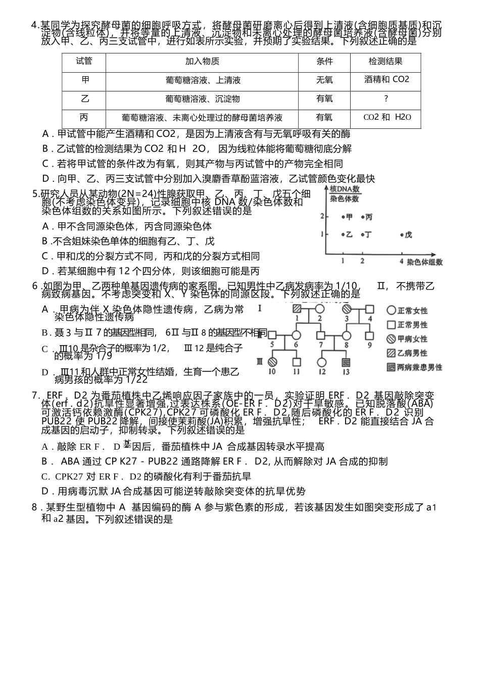 生物+答案陕西商洛市2026届高三下学期第一次模拟考试(商洛一模)（3.20-3.21）.docx_第3页