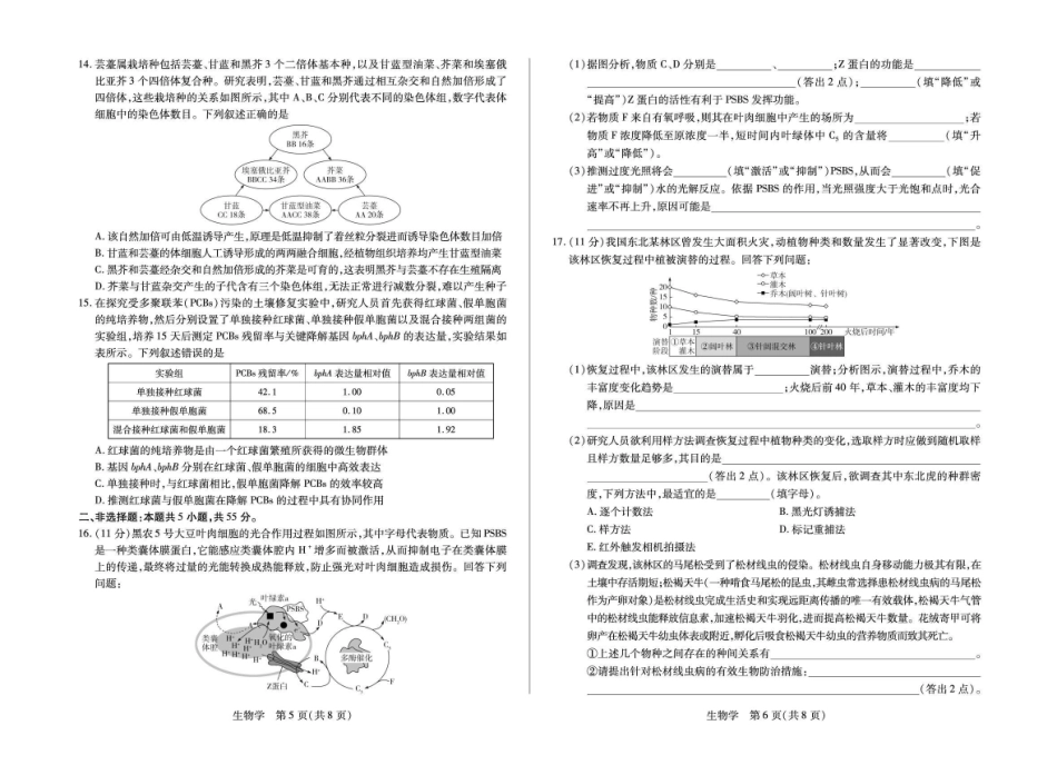 生物安徽合肥八中等部分学校2026届高三年级下学期3月模拟预测考试（3.12-3.13）.pdf_第3页