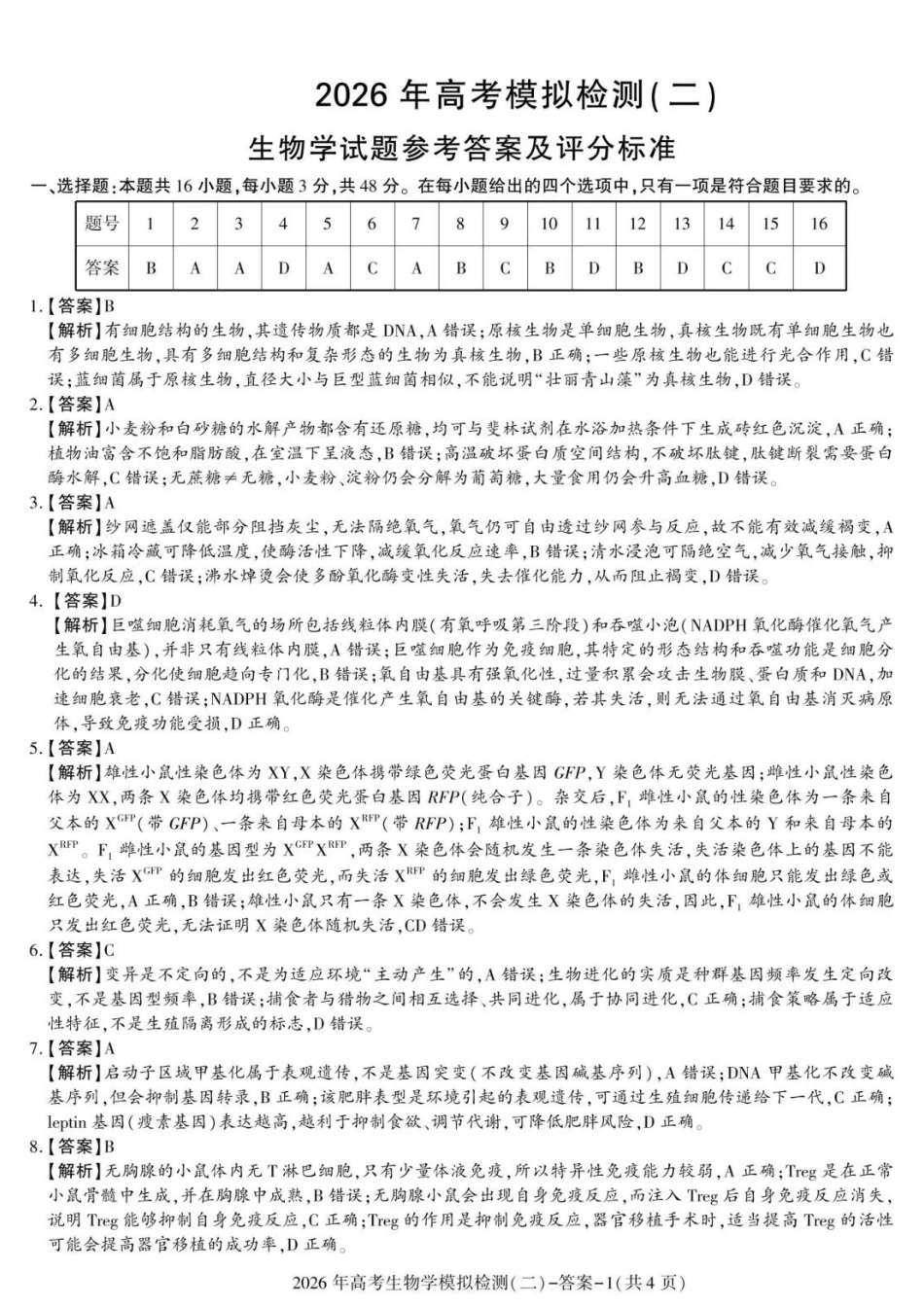生物陕西咸阳市2026年高考模拟检测（二）（咸阳二模）(3.27-3.28)(1).docx_第1页