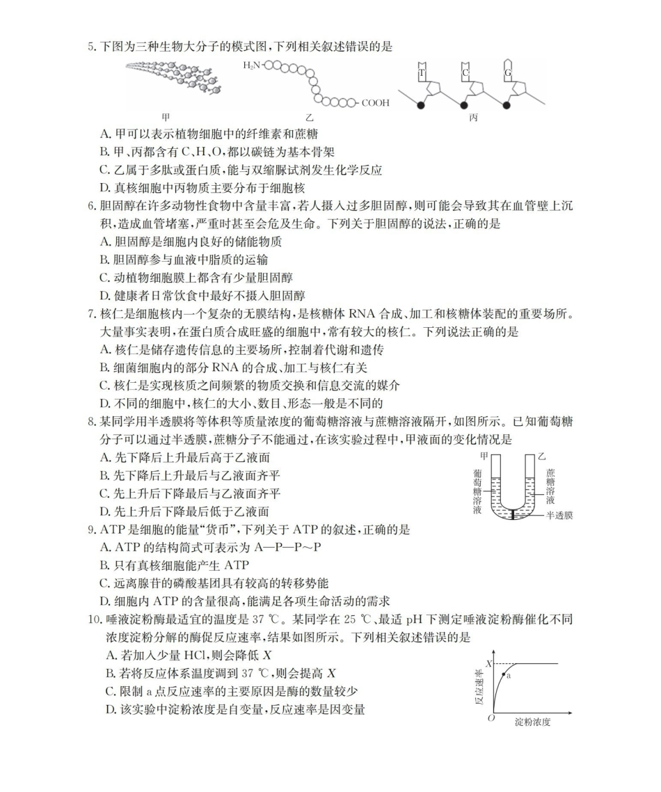 生物学河北邢台市多校2025-2026学年高一下学期3月月考（3.24-3.25）.pdf_第2页