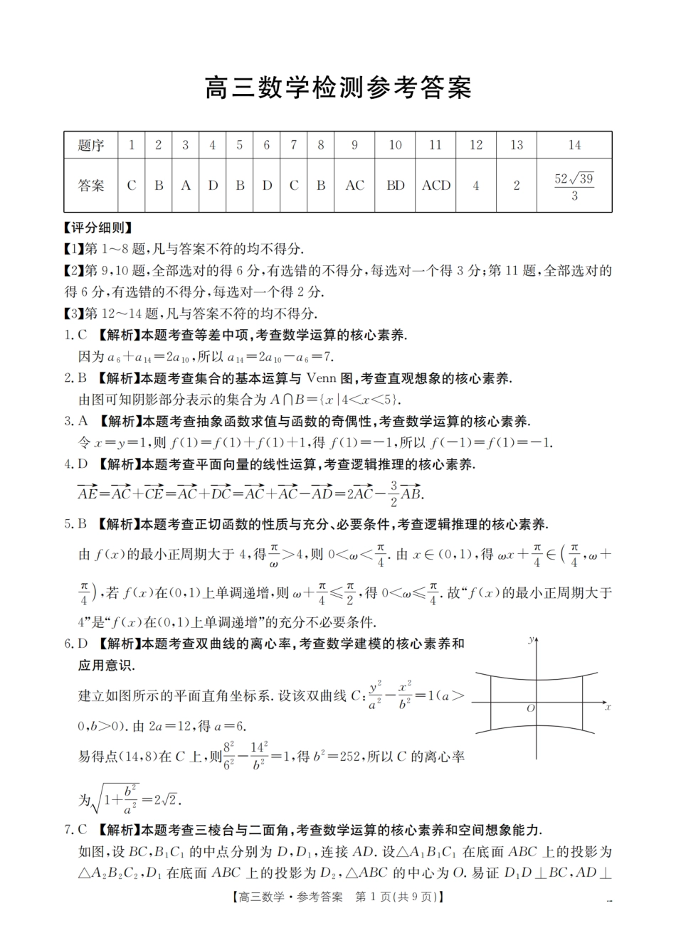 数学(26-157C)答案四川部分学校金太阳2026届高三下学期3月联考（26-157C）（3.17-3.18）.pdf_第1页