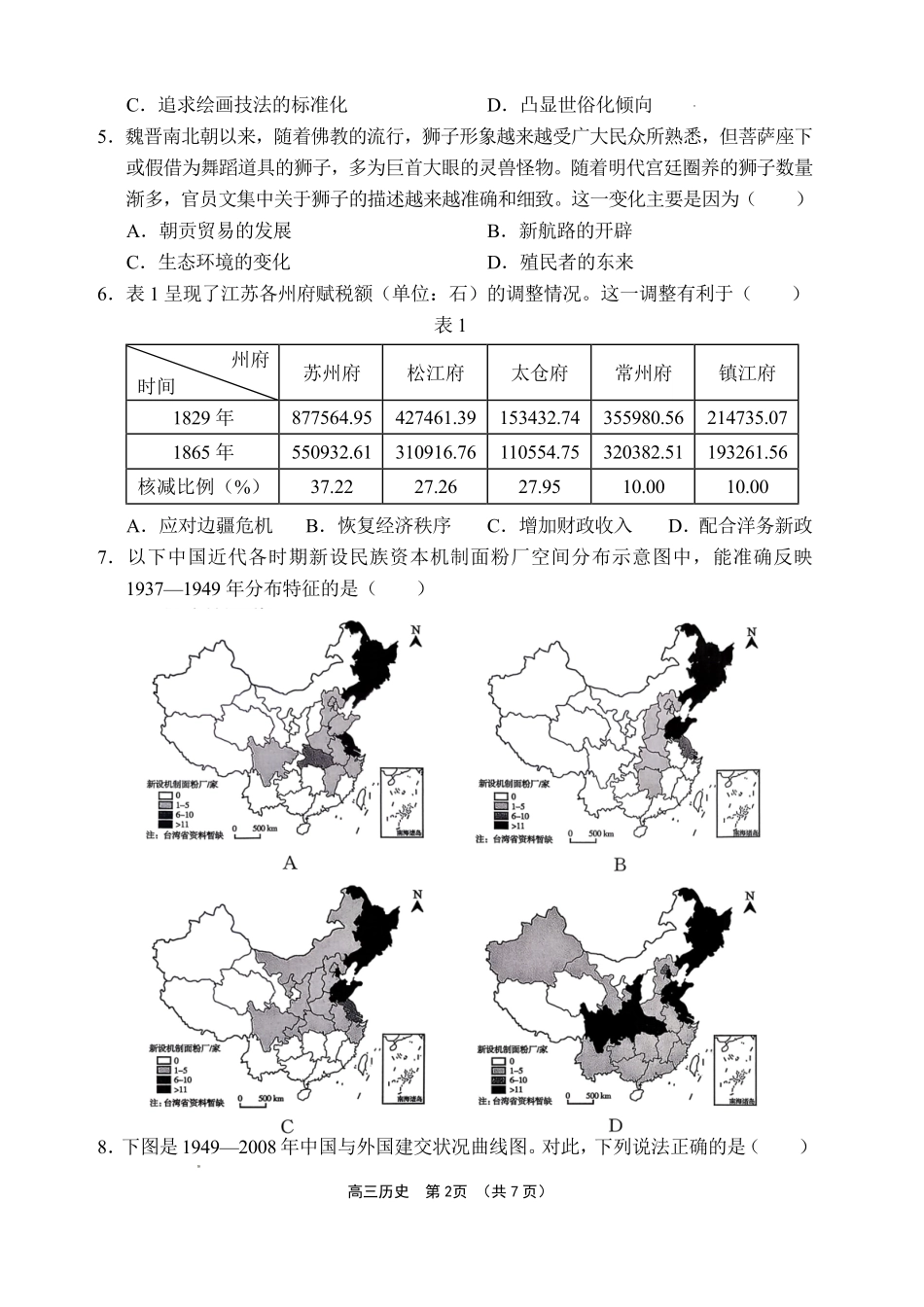 文昌中学2025一2026学年度第二学期高三第一次月考试题历史.pdf_第2页