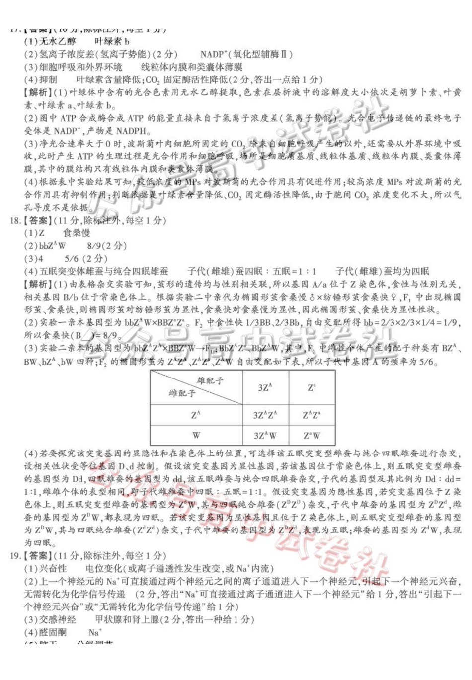 咸阳市2026年高考模拟检测（二）生物答案_.pdf_第3页