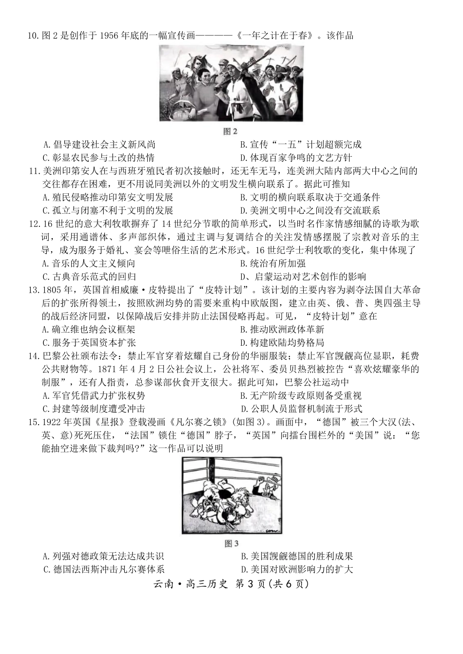 云南民族大学附属高级中学2026年届高三高考适应性训练（五）历史.pdf_第3页