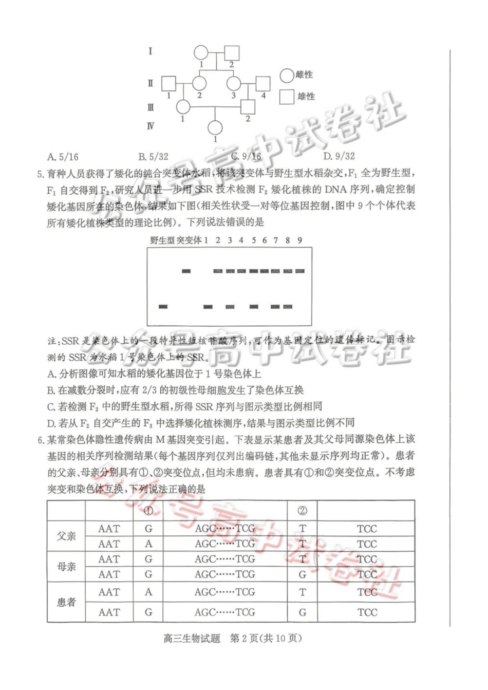 枣庄市2026届高三3月模拟考生物_.pdf_第2页