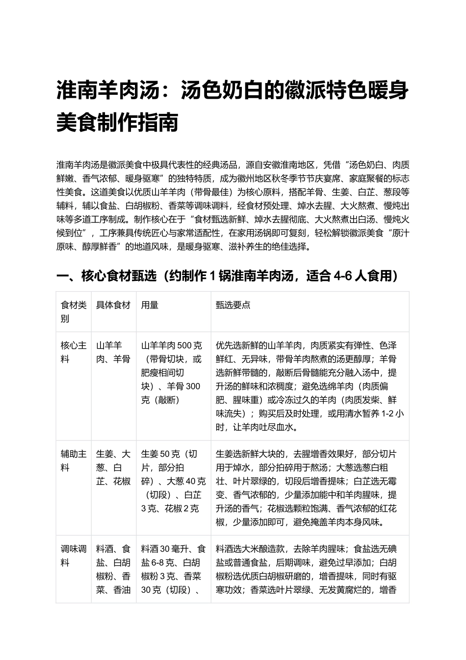 淮南羊肉汤:汤色奶白的徽派特色暖身美食制作指南.docx_第1页